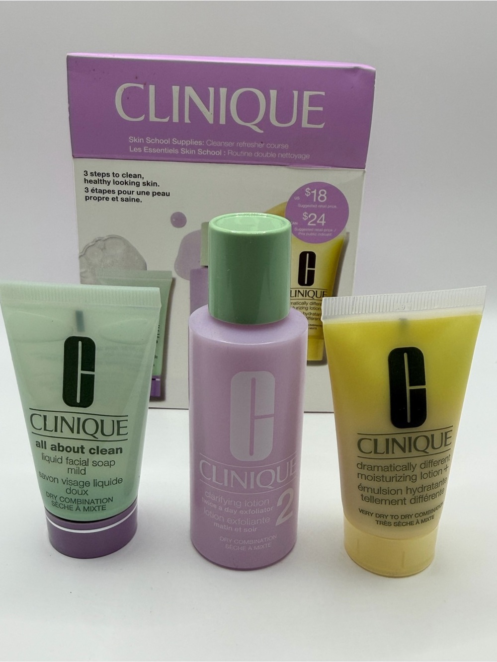 Clinique Healthy Skin Routine: Mini 3-Step Skincare Set For Dry Combination Skin